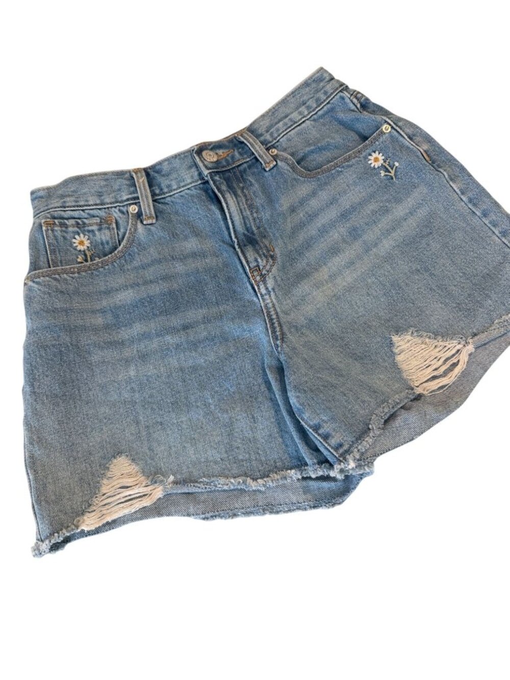 Old Navy Denim  Daisy Embroidered Cutoff Frayed Jean Shorts Size 16